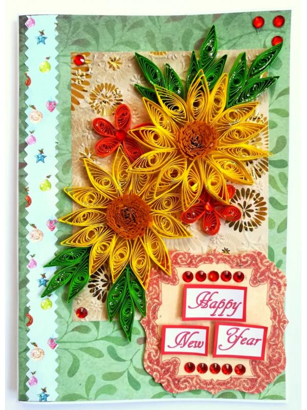 New Year Flower Greeting Cards